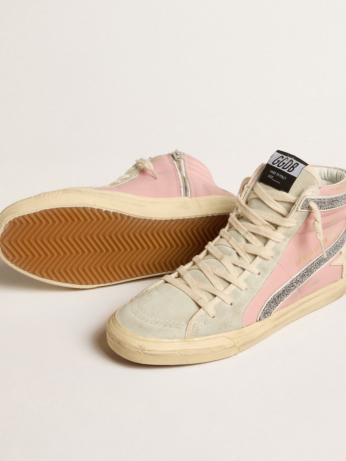 Pink Slide LTD with leather star and Swarovski crystal flash - Golden Goose Women