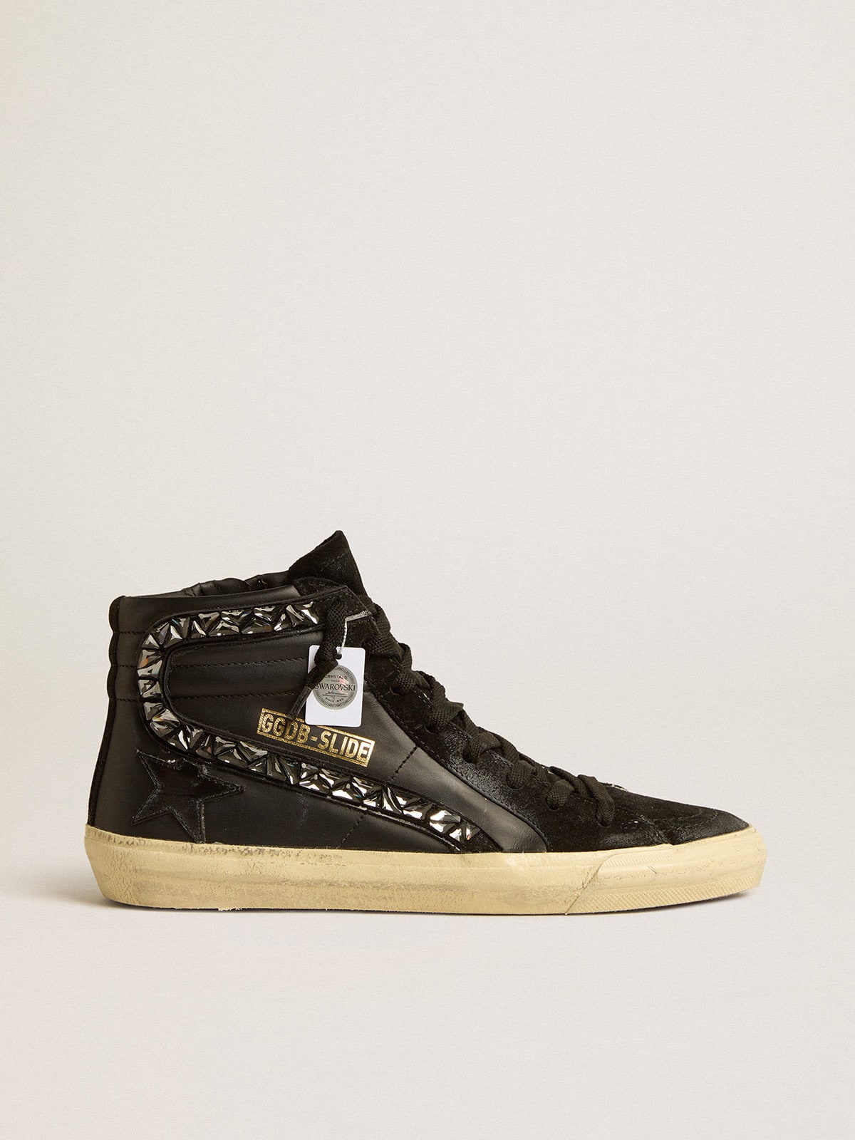 Slide in leather with black star and Swarovski crystal flash - Golden Goose Women