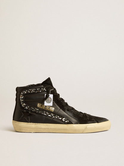 Slide in leather with black star and Swarovski crystal flash - Golden Goose Women