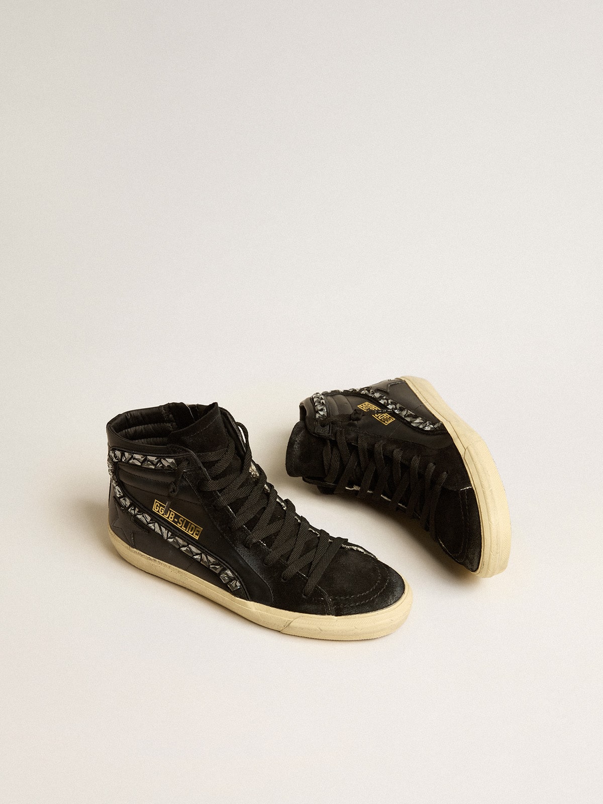 Slide in leather with black star and Swarovski crystal flash - Golden Goose Women