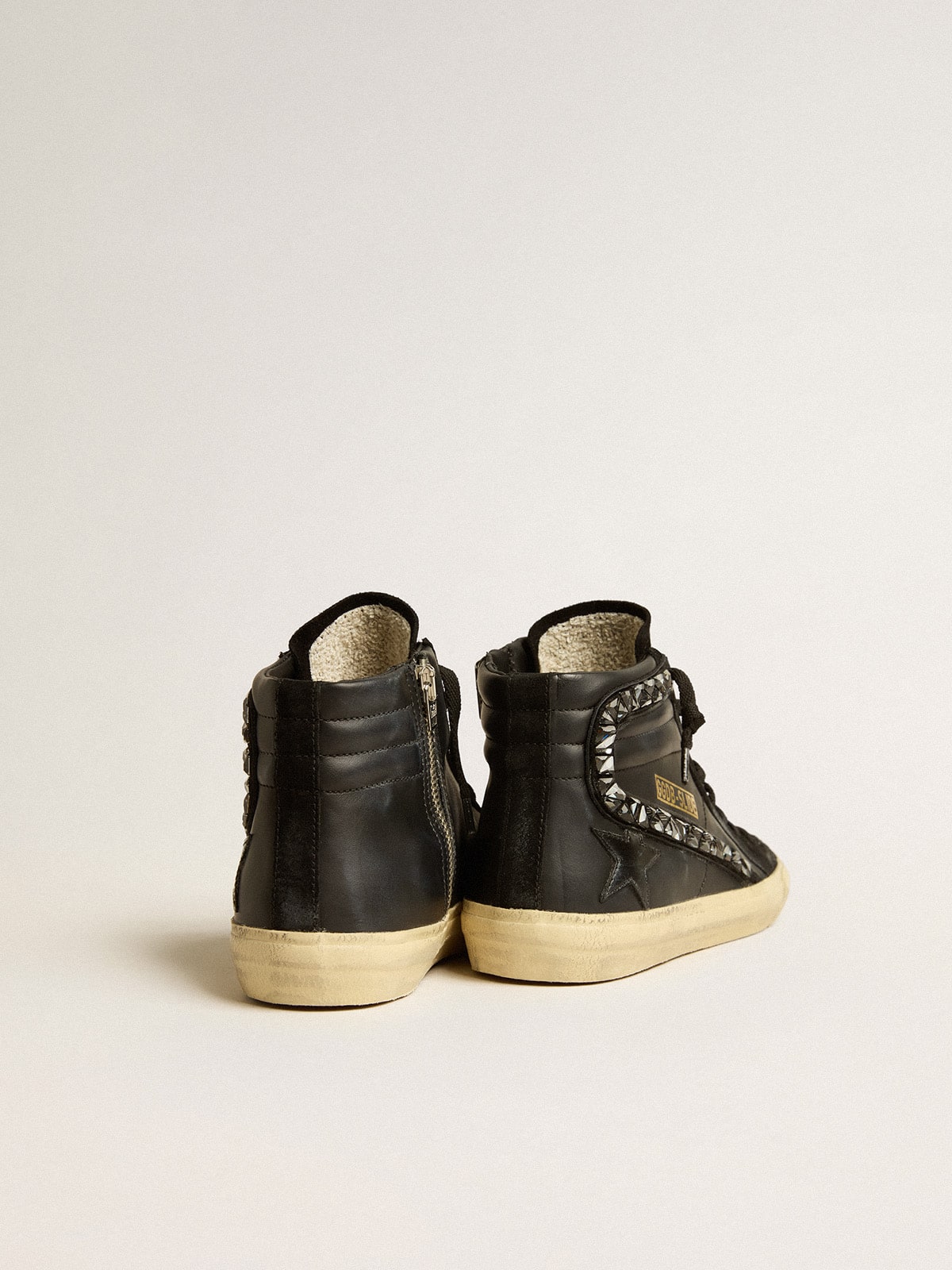 Slide in leather with black star and Swarovski crystal flash - Golden Goose Women