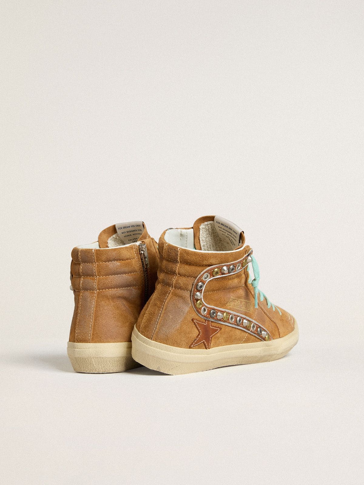 Women's Slide in ocher-colored suede with tobacco-colored leather star - Golden Goose Women