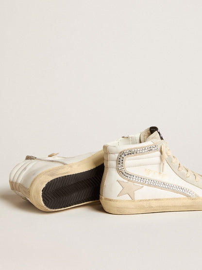 Slide with nude leather star and suede and Swarovski crystal flash - Golden Goose Women
