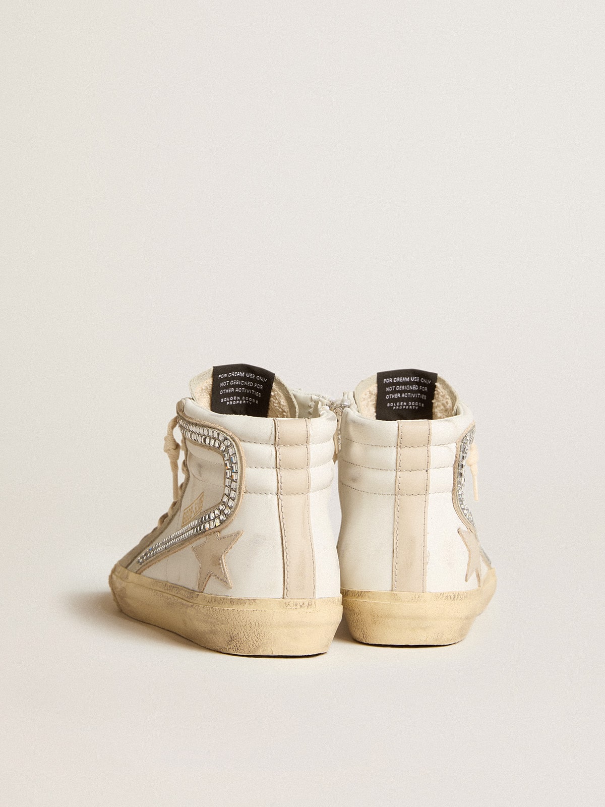 Slide with nude leather star and suede and Swarovski crystal flash - Golden Goose Women