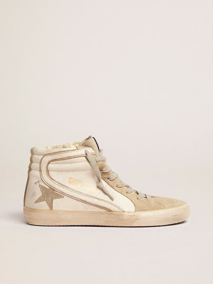 Women's Slide with ice-gray suede star and white flash - Golden Goose Women