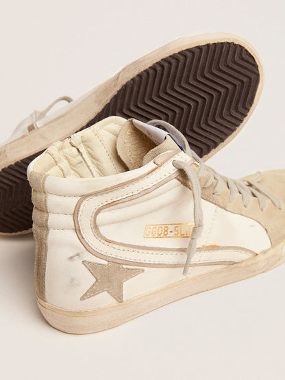 Women's Slide with ice-gray suede star and white flash - Golden Goose Women