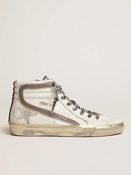 Women's Slide with star in white suede and leather flash - Golden Goose Women