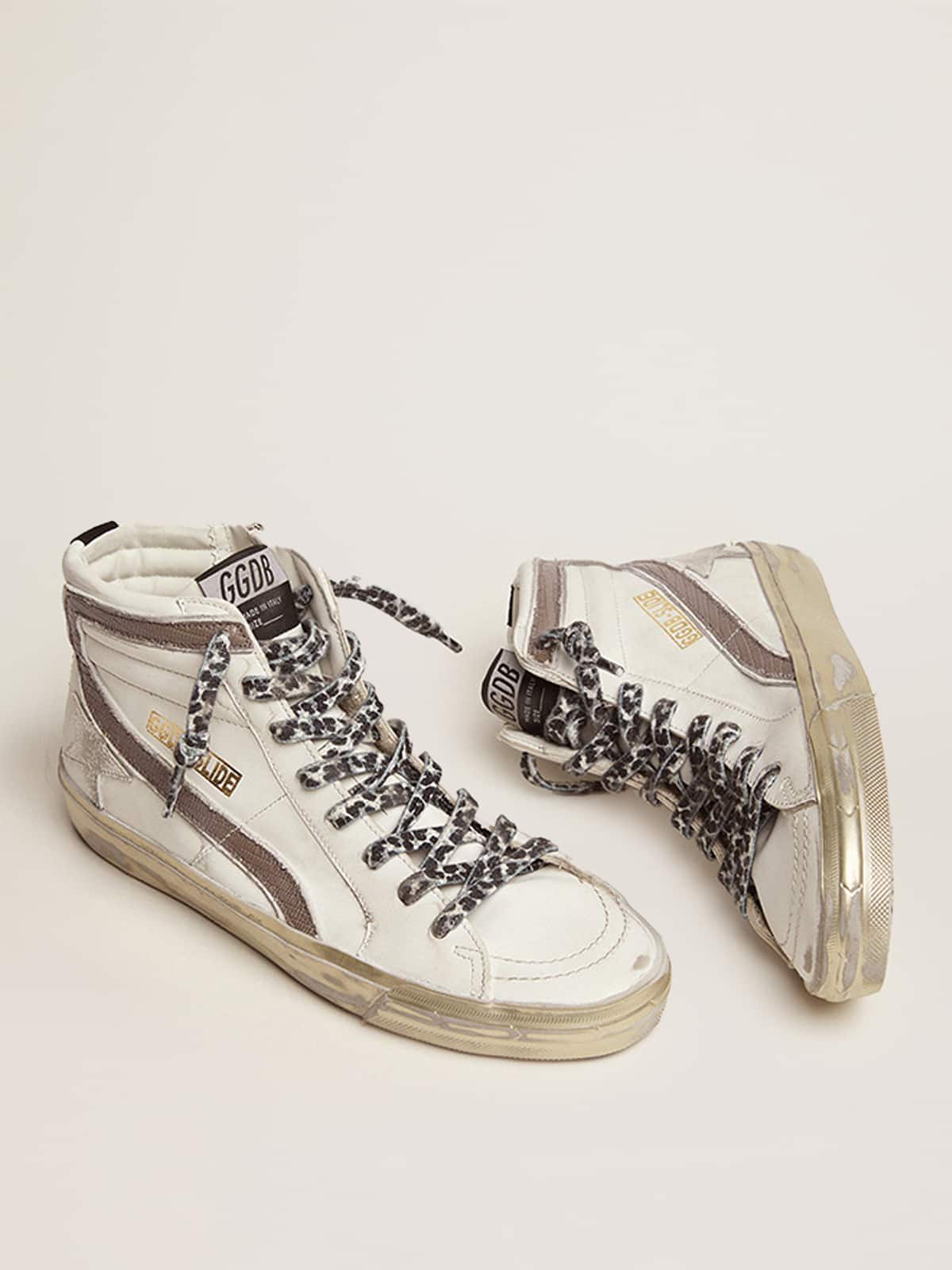 Women's Slide with star in white suede and leather flash - Golden Goose Women