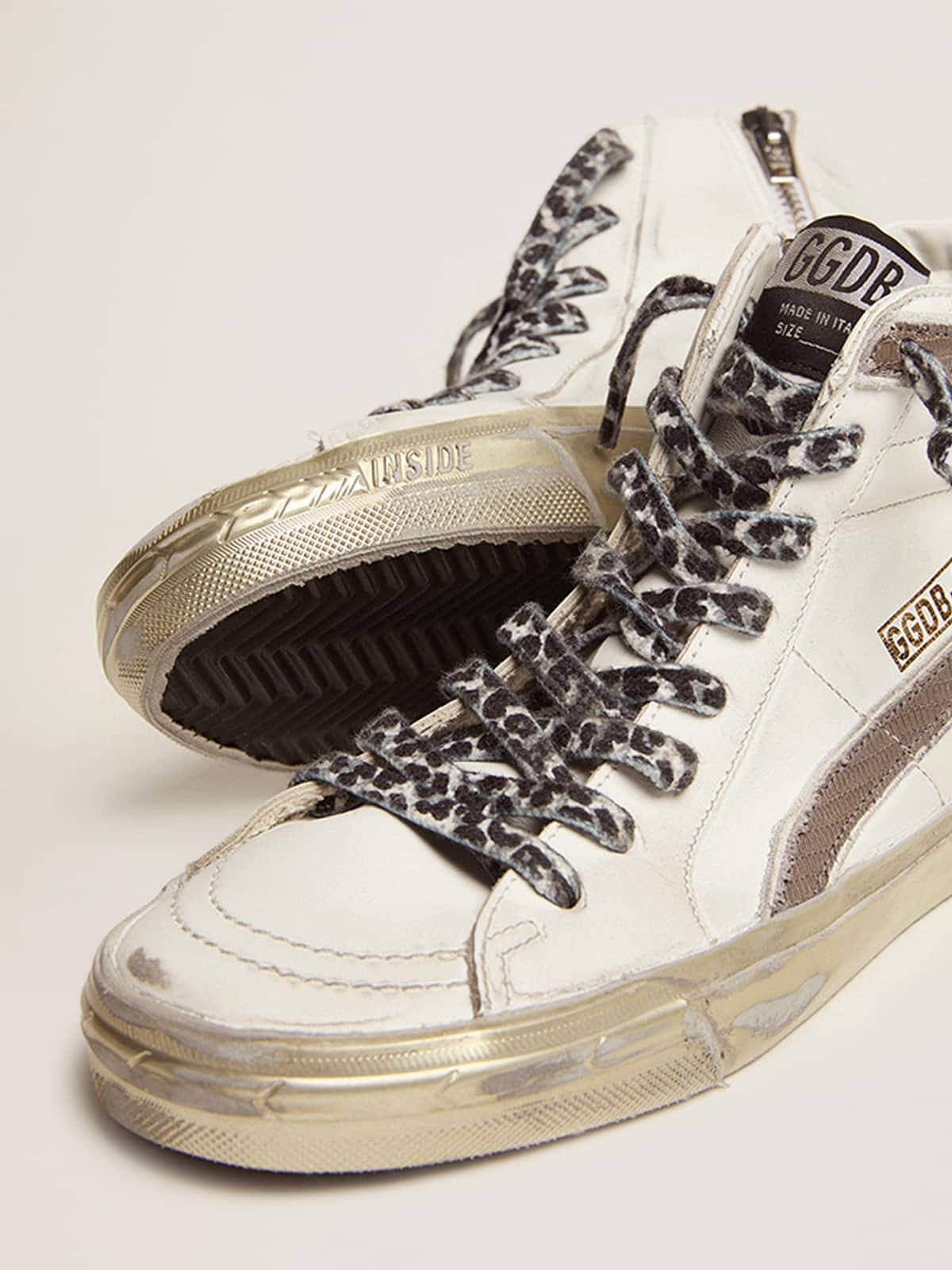 Women's Slide with star in white suede and leather flash - Golden Goose Women