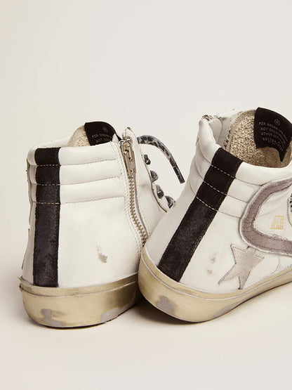 Women's Slide with star in white suede and leather flash - Golden Goose Women