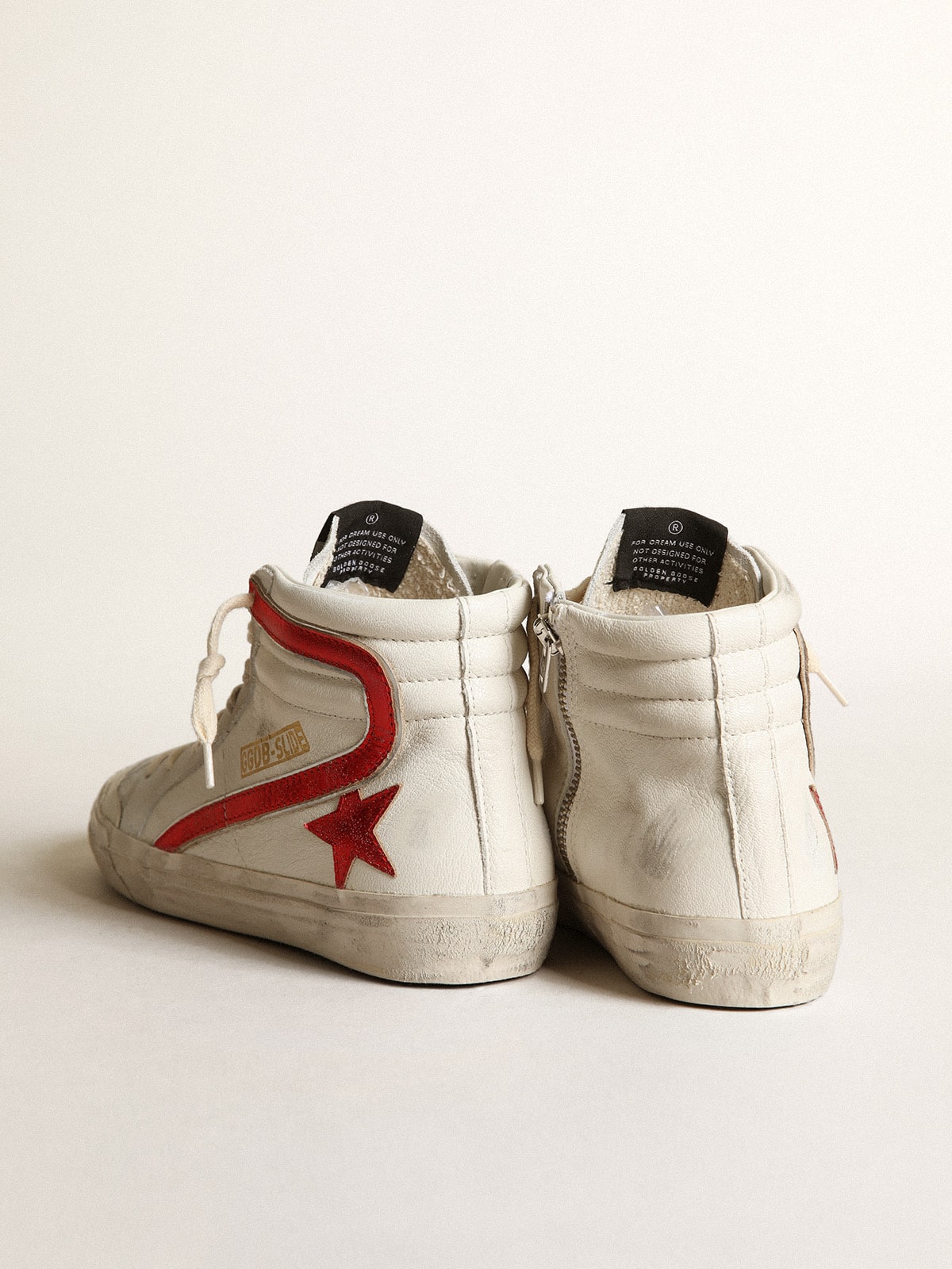 Slide with a red laminated leather star and flash - Golden Goose Women