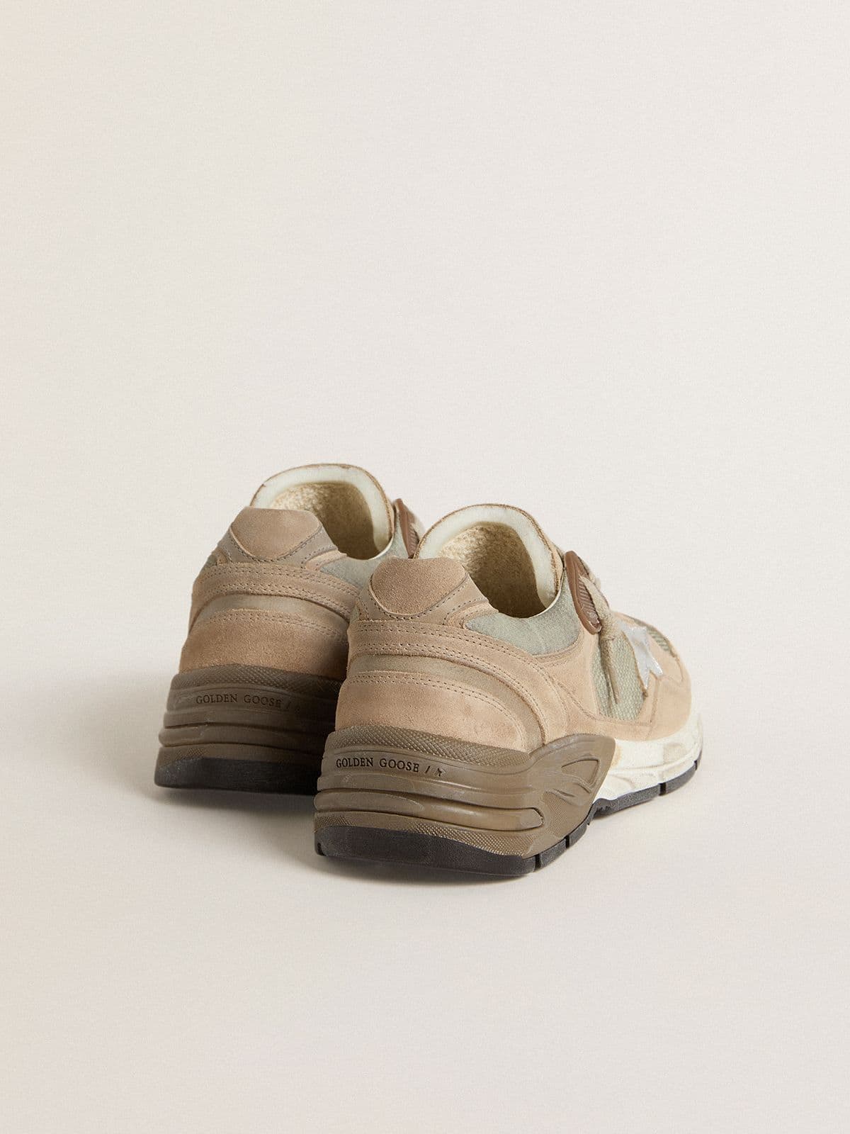 Women's Dad-Star in beige mesh and suede with silver leather star - Golden Goose Women