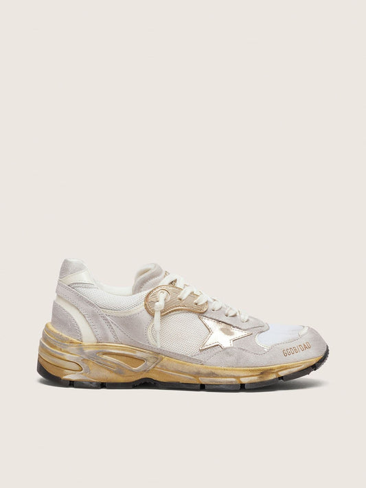 Women's Dad-Star in mesh and white suede with gold foiled star - Golden Goose Women