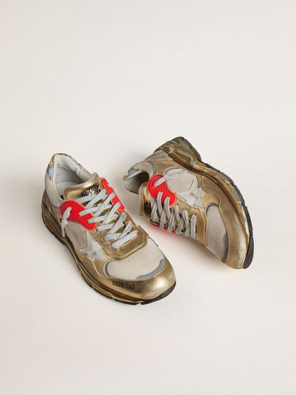 Women's Dad-Star in mesh and gold foiled leather with white leather star - Golden Goose Women