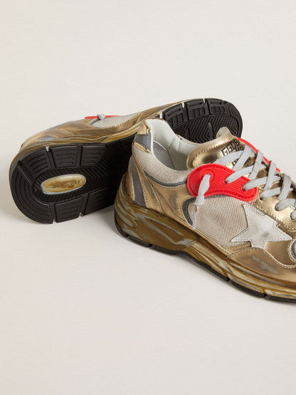 Women's Dad-Star in mesh and gold foiled leather with white leather star - Golden Goose Women