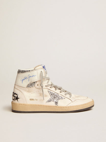 Women's Sky-Star with signature on the ankle and silver inserts - Golden Goose Women