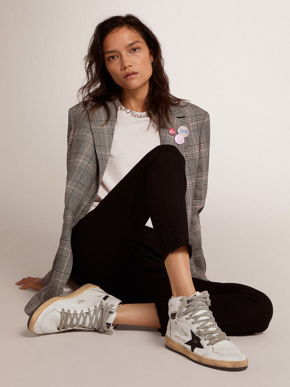 Women's Sky-Star with signature on the ankle and black inserts - Golden Goose Women