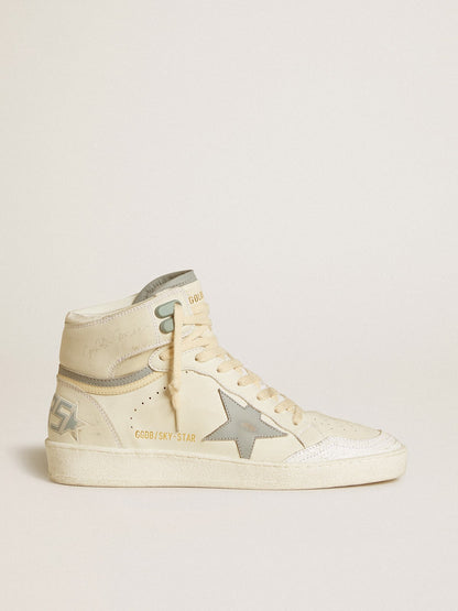 Women's Sky-Star in leather with light blue leather star and white heel tab - Golden Goose Women