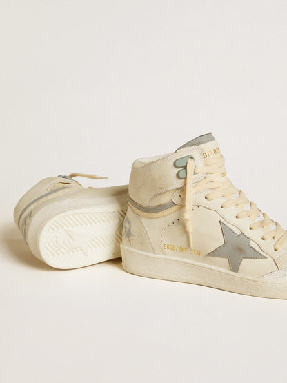Women's Sky-Star in leather with light blue leather star and white heel tab - Golden Goose Women