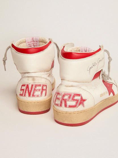 Women's Sky-Star in white nappa with red star and heel tab - Golden Goose Women