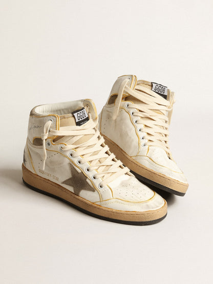 Women’s Sky-Star in white nappa leather with dove-gray suede star - Golden Goose Women