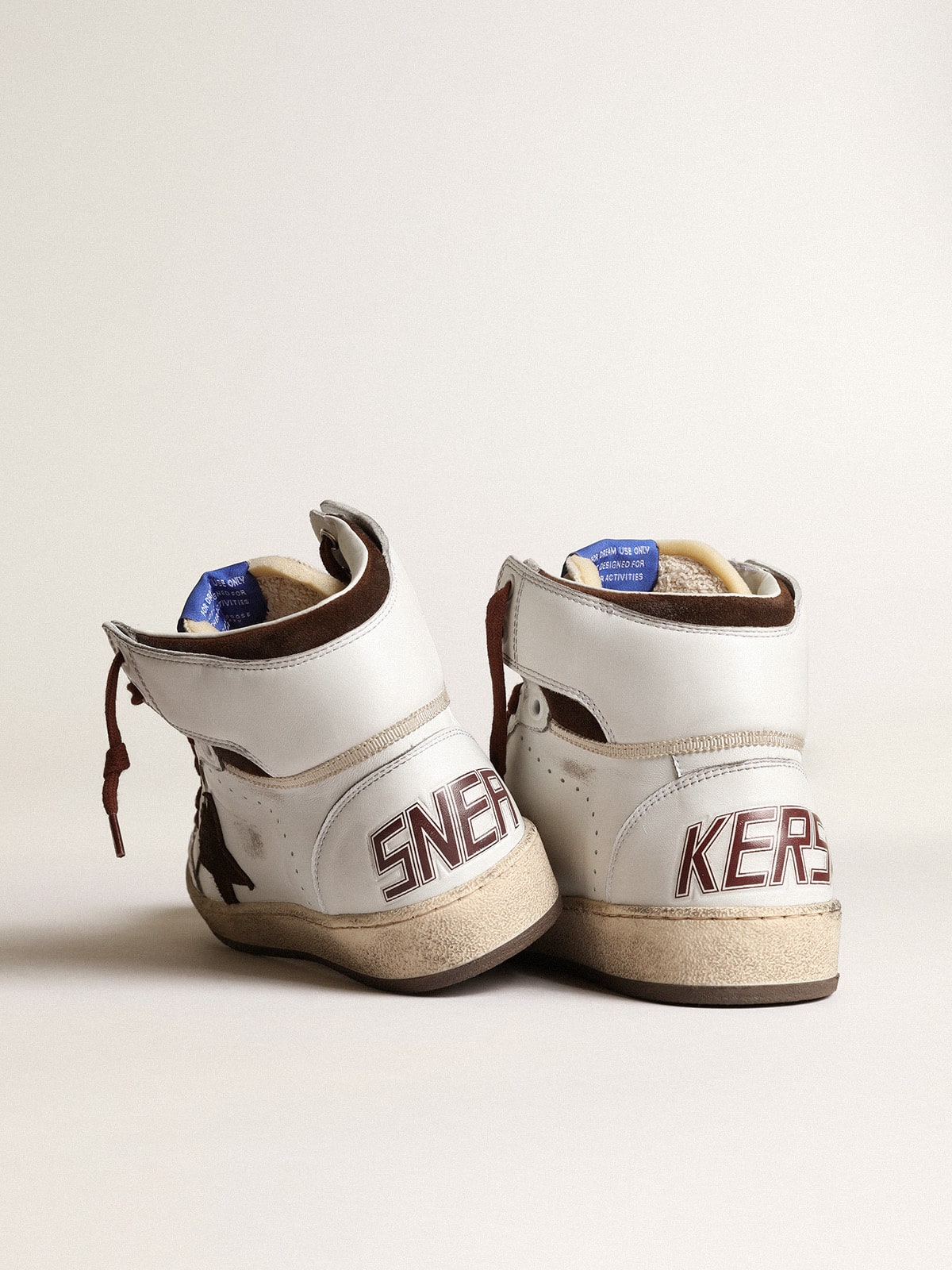 Women’s Sky-Star in white nappa leather with chocolate suede star - Golden Goose Women