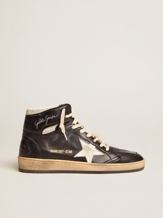 Women's Sky-Star in black nappa with white star - Golden Goose Women