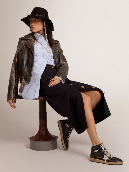 Women's Sky-Star in black nappa with white star - Golden Goose Women
