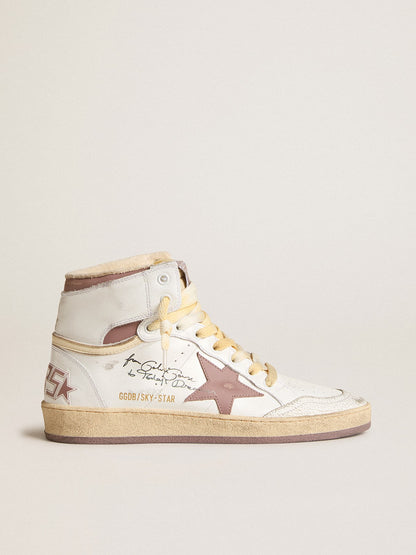 Sky-Star in white leather with pink leather star - Golden Goose Women