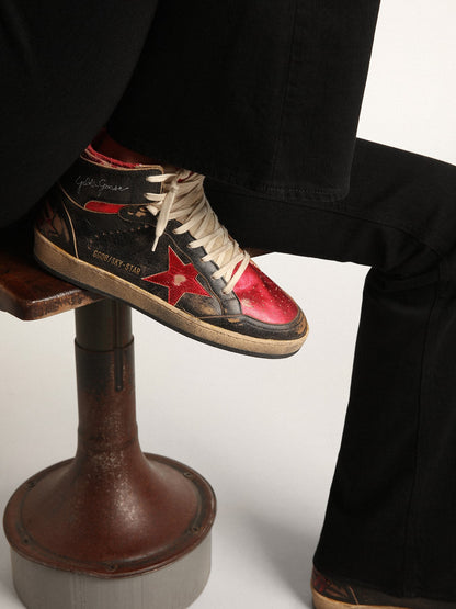 Women's Sky-Star in black glossy leather with red star - Golden Goose Women