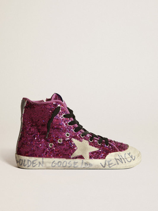 Francy sneakers with sequins and handwritten lettering on the outsole - Golden Goose Women