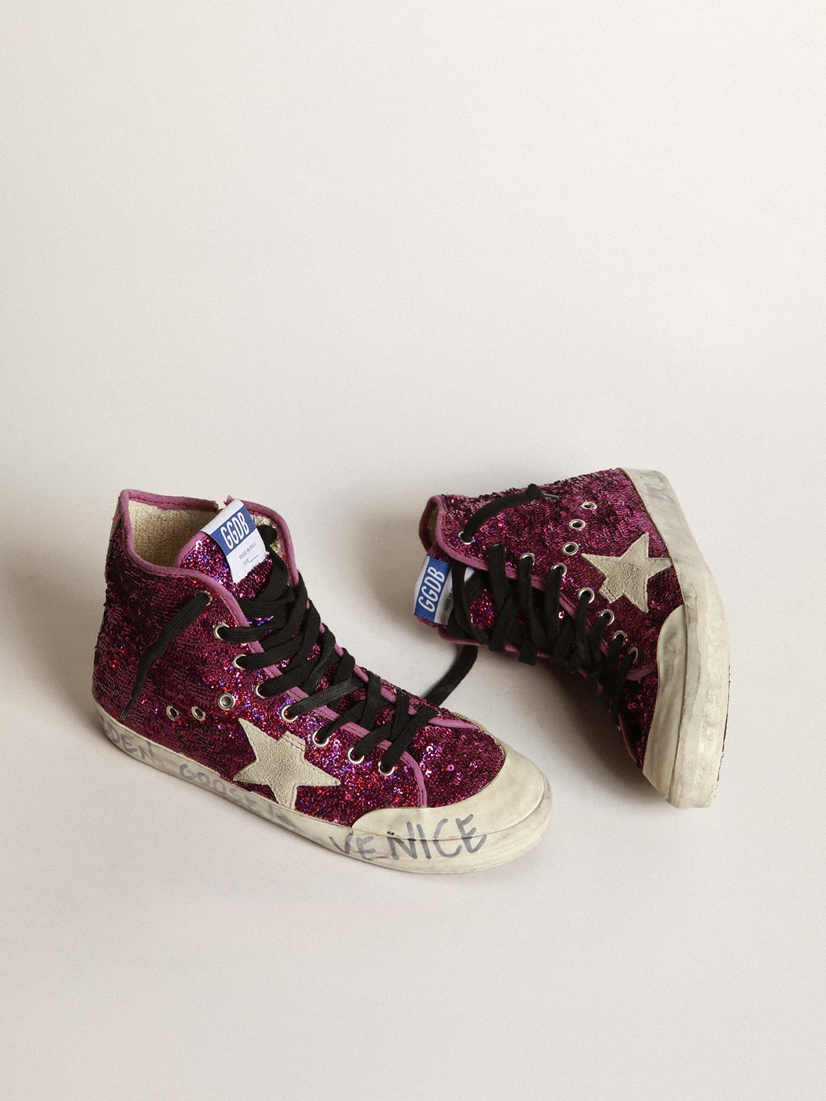 Francy sneakers with sequins and handwritten lettering on the outsole - Golden Goose Women