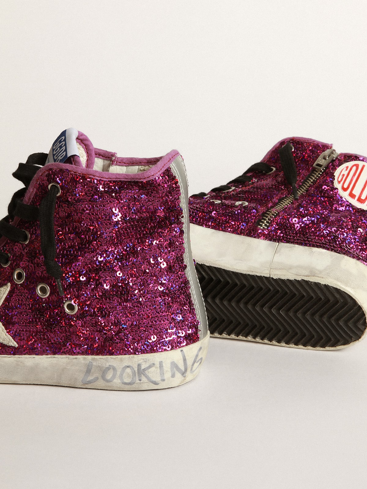 Francy sneakers with sequins and handwritten lettering on the outsole - Golden Goose Women