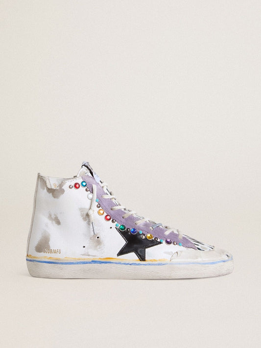 Women’s Francy Penstar LAB with black leather star and multicolor studs - Golden Goose Women