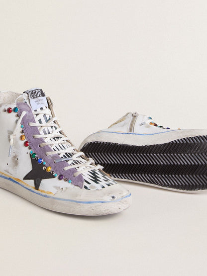 Women’s Francy Penstar LAB with black leather star and multicolor studs - Golden Goose Women