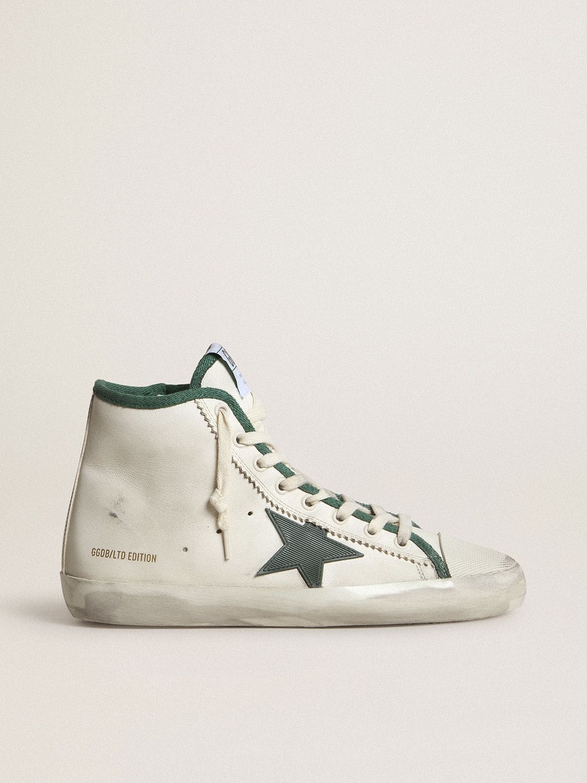 Women's Francy LTD in nappa leather with green rubber star - Golden Goose Women