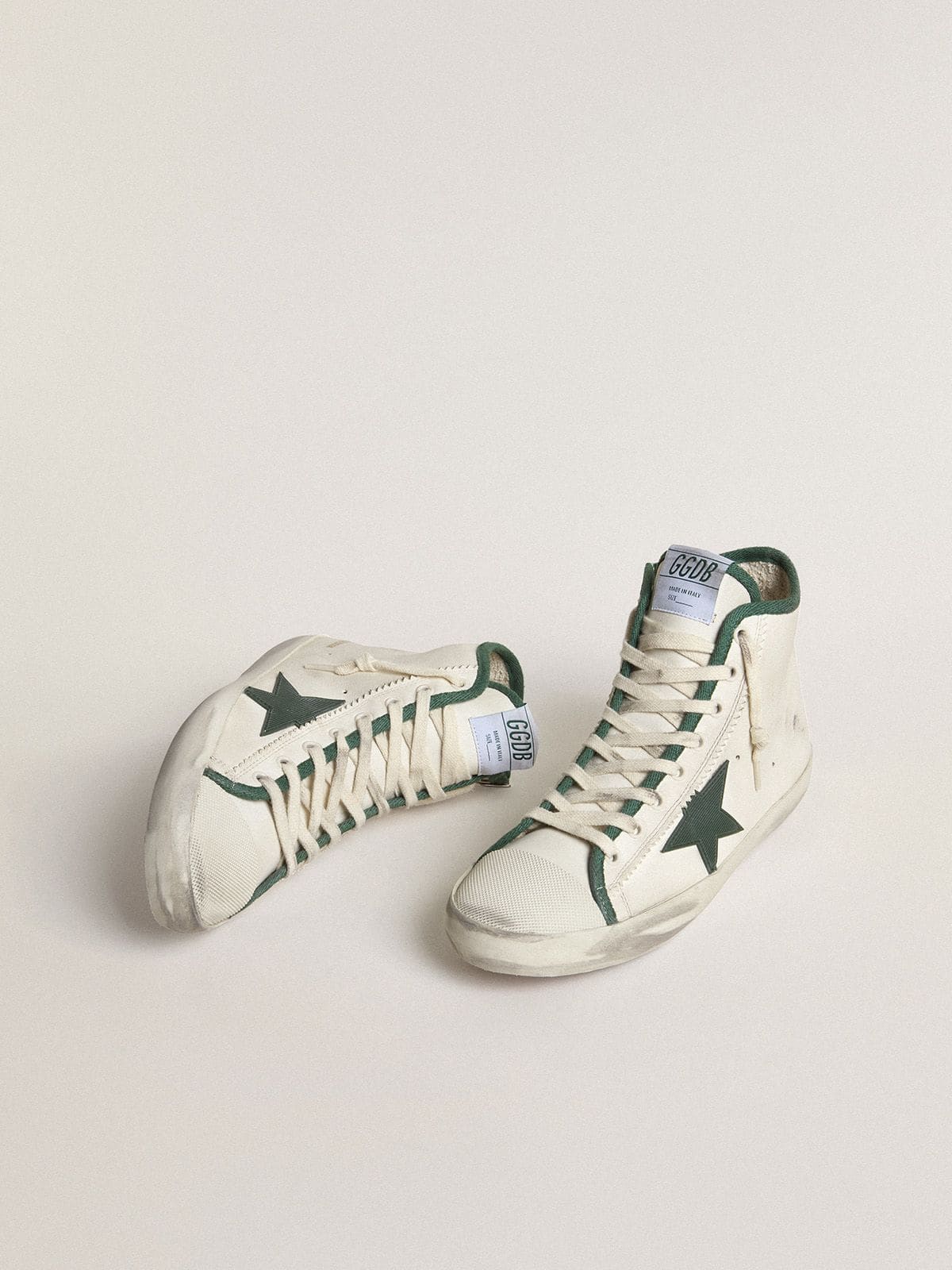 Women's Francy LTD in nappa leather with green rubber star - Golden Goose Women