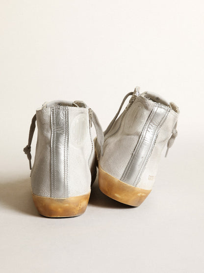 Women’s Francy in white suede with black leather star and silver Swarovski crystal tongue - Golden Goose Women