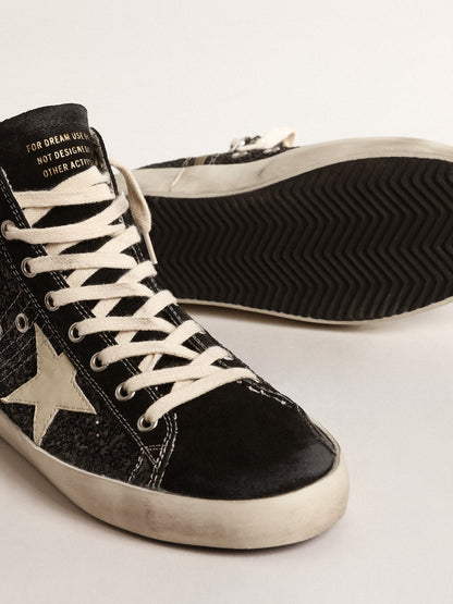 Francy Penstar  in glitter with ivory star and black heel tab - Golden Goose Women