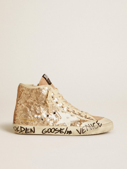 Francy Penstar in sequins with leather star and suede inserts - Golden Goose Women