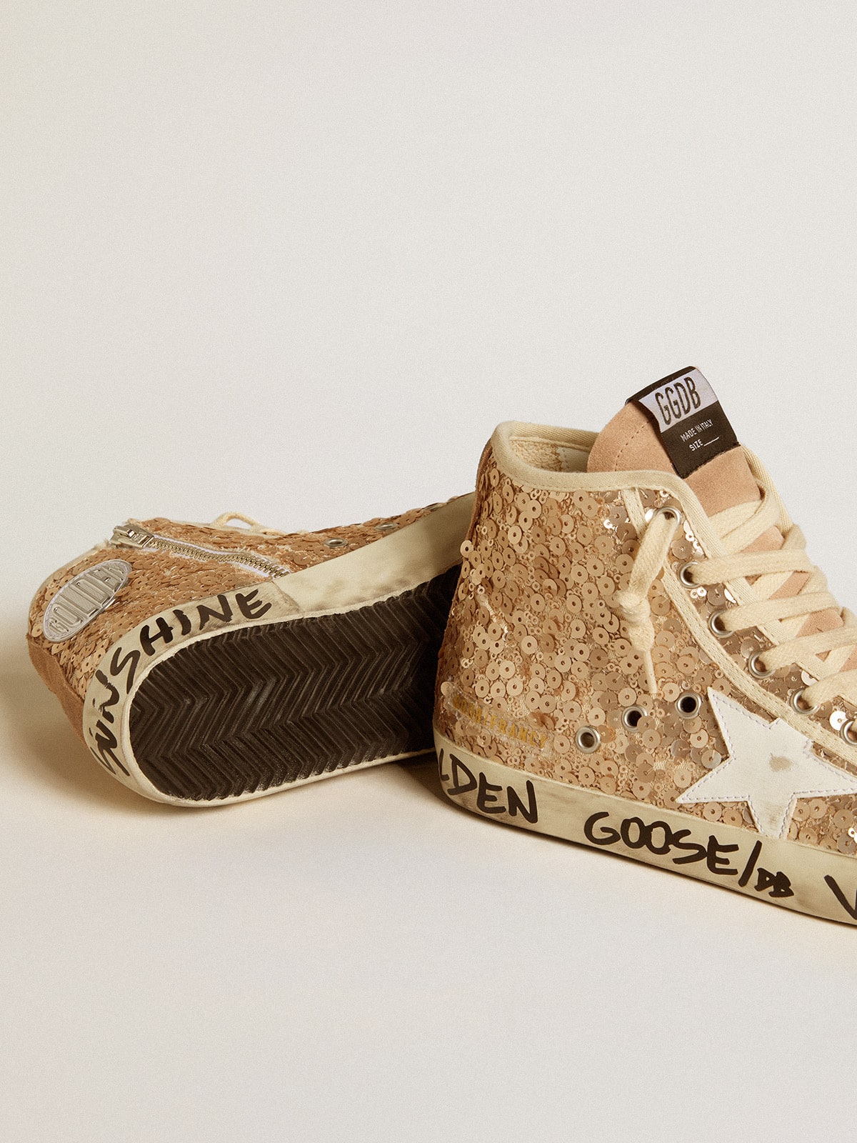 Francy Penstar in sequins with leather star and suede inserts - Golden Goose Women