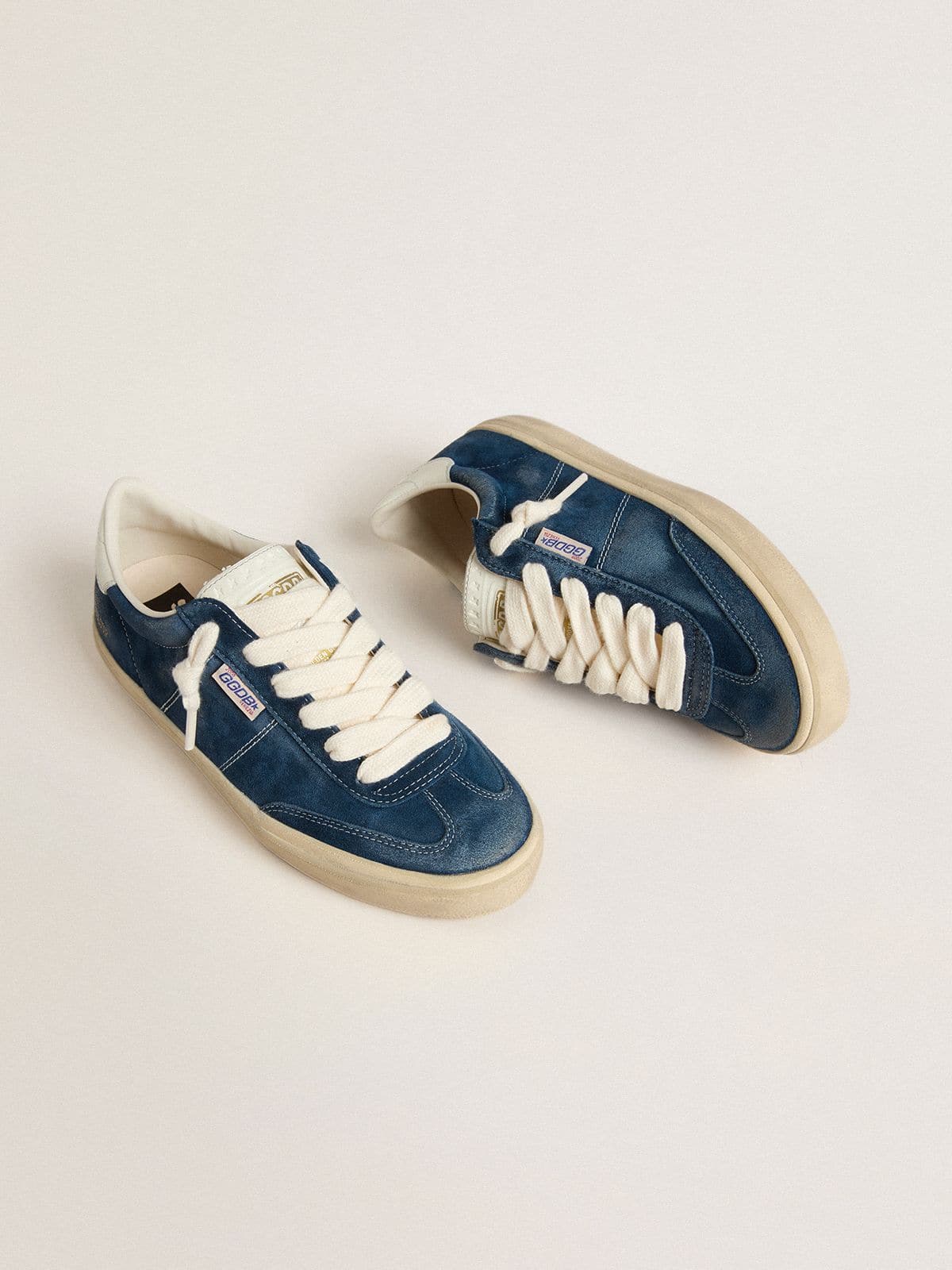 Women's Soul Star in blue suede with white leather heel tab - Golden Goose Women