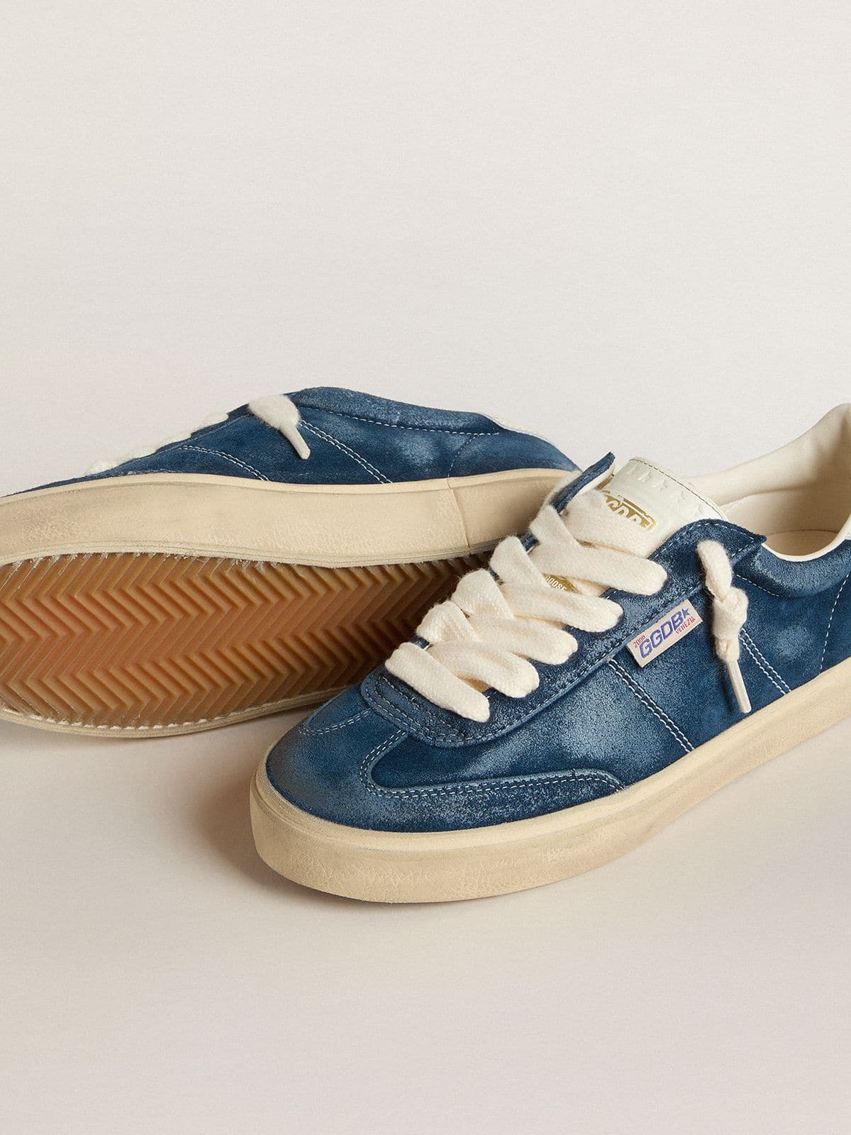 Women's Soul Star in blue suede with white leather heel tab - Golden Goose Women
