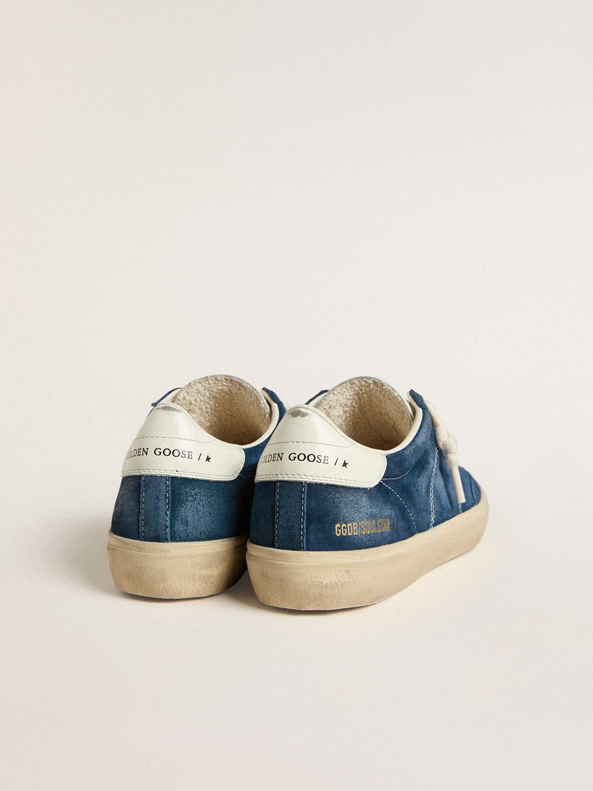 Women's Soul Star in blue suede with white leather heel tab - Golden Goose Women