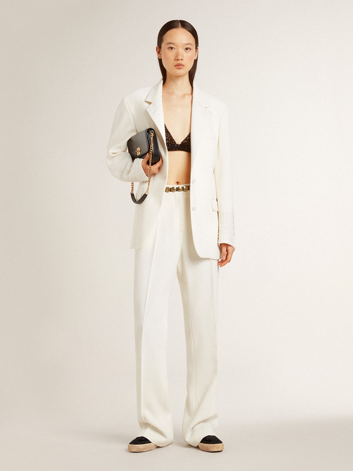 Soul Star in black velvet with white leather heel tab - Golden Goose Women