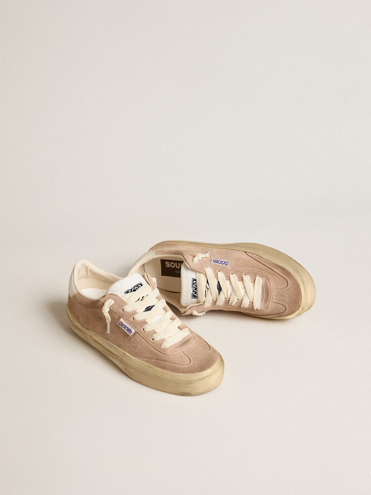 Women's Soul Star in pink suede with milk-white leather heel tab - Golden Goose Women