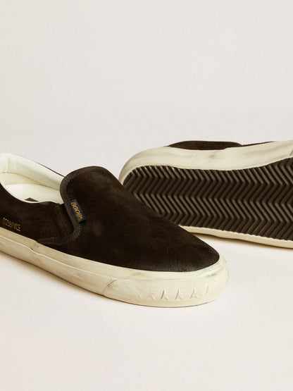 Women's VCE Penstar in black suede with black leather heel tab - Golden Goose Women