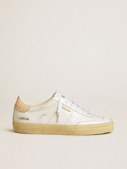 Women's Soul Star in white leather with pink leather heel tab - Golden Goose Women