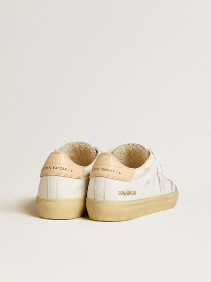 Women's Soul Star in white leather with pink leather heel tab - Golden Goose Women