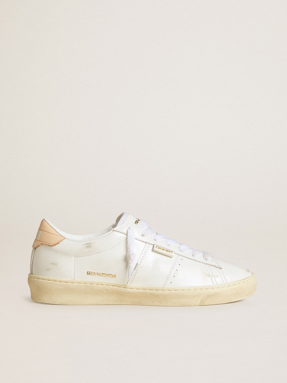 Matchstar in leather with peach pink heel tab - Golden Goose Women